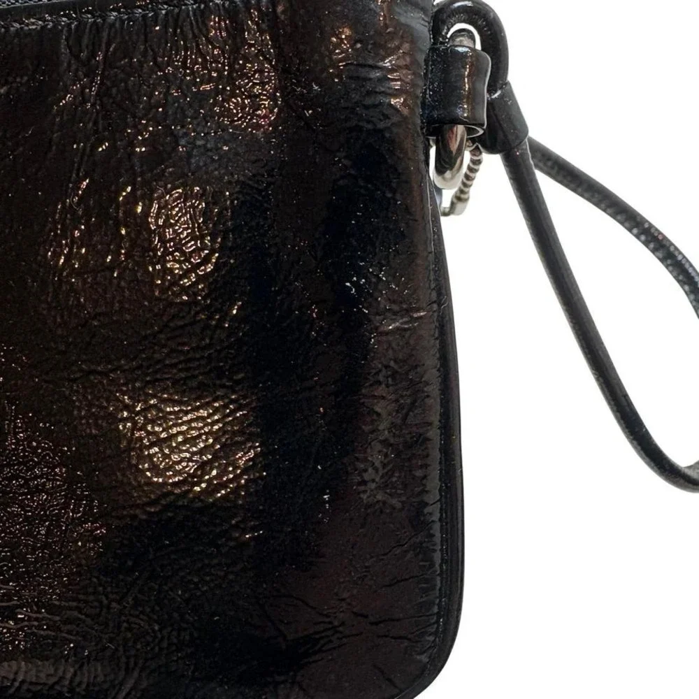 Coach Julia Wristlet Wallet Clutch Black Patent Leather